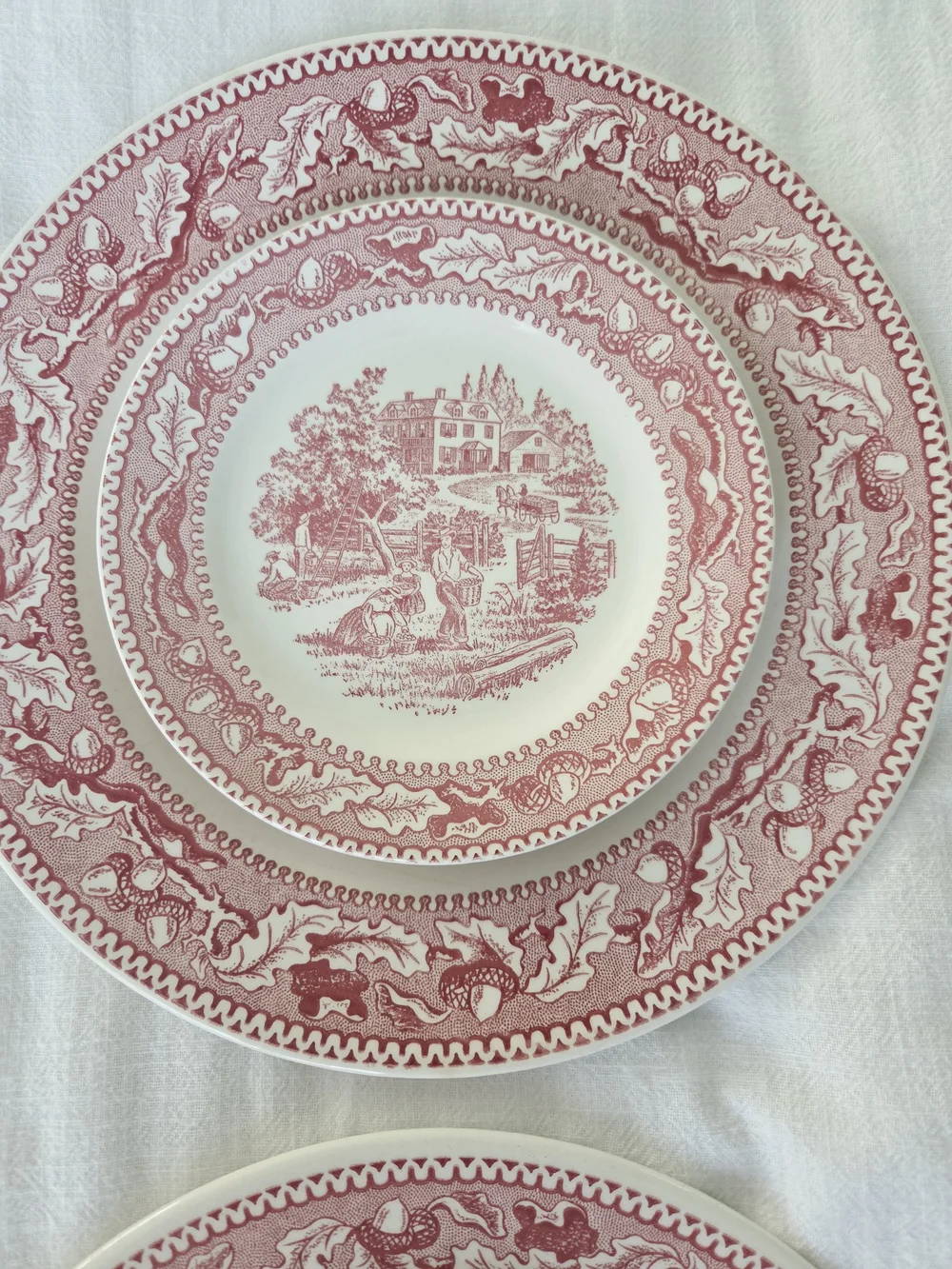 8 Vintage Memory Lane, Made In USA, Pink and White Dishes